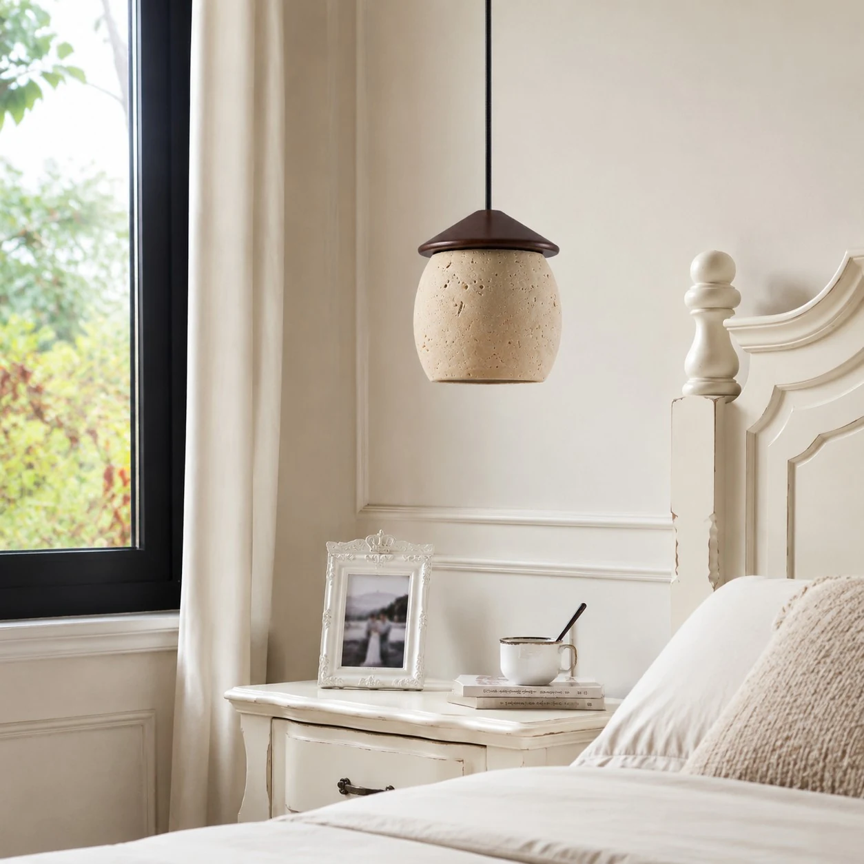 Single pendant bedside installation scene