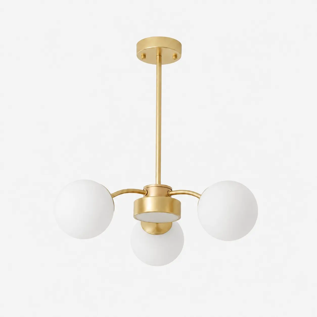 Modern milk glass chandelier with 3 lights in Gold